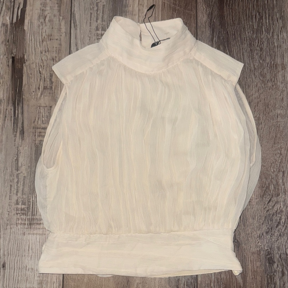 NWT ZARA Cream Georgette Open Back Crop Top XS